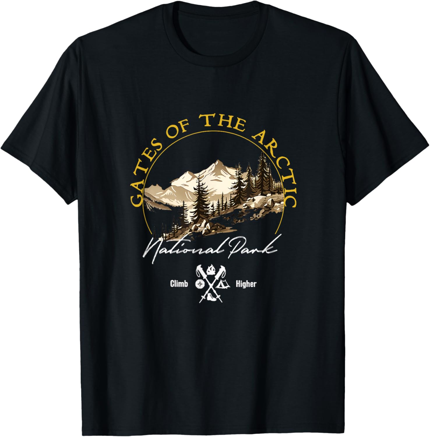 Gates of the Arctic National Park Retro Vintage Apparel T-Shirt - T-Shirt | Black