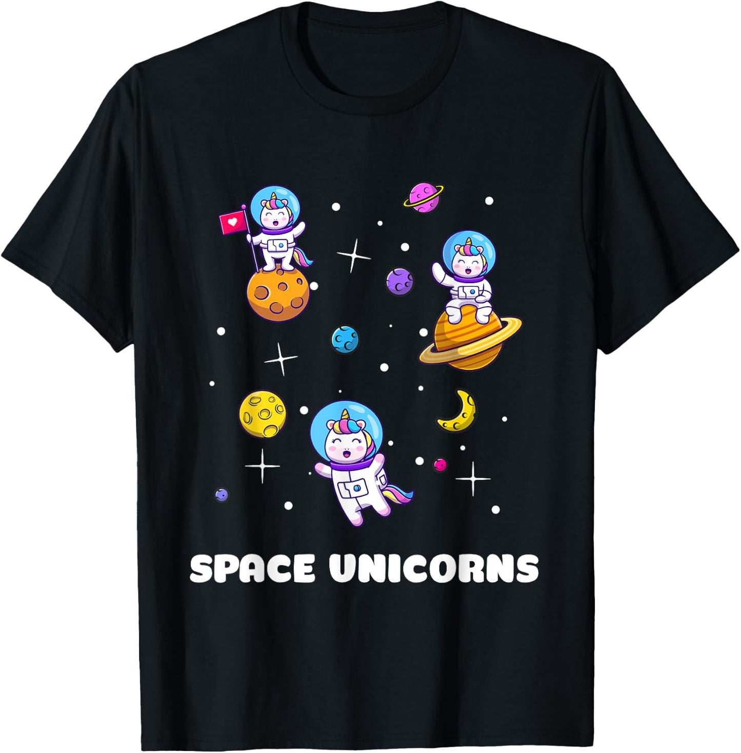 Space Unicorns Astronaut Funny Astronomy Lovers T-Shirt - T-Shirt | Black