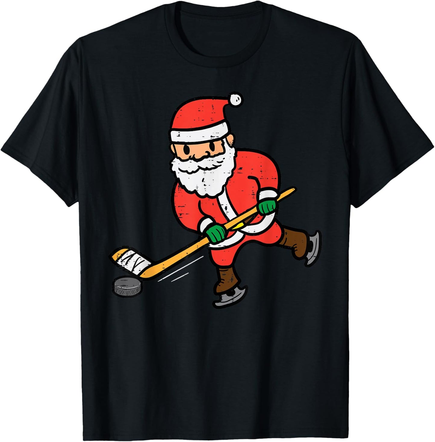 Santa Ice Hockey Christmas Funny Xmas Sports Men Boys Kids T-Shirt - T-Shirt | Black