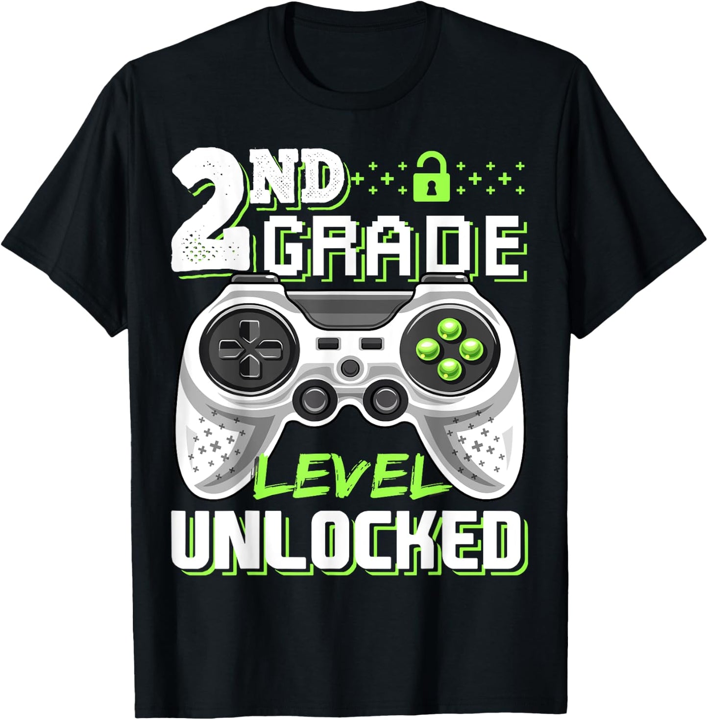 2nd Grade Level Unlocked Video Game Back to School Boys T-Shirt - T-Shirt | Black