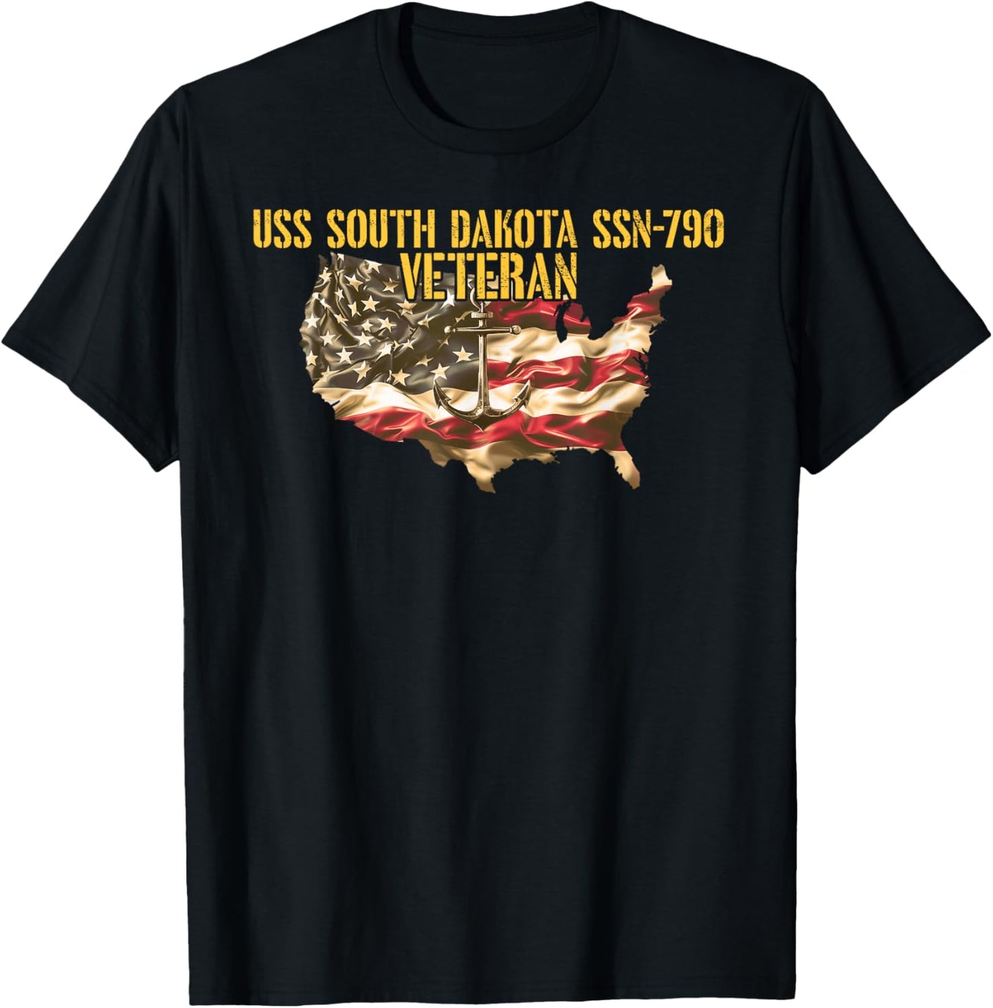 Vintage USS South Dakota SSN-790 Attack Submarine Veteran T-Shirt - T-Shirt | Black