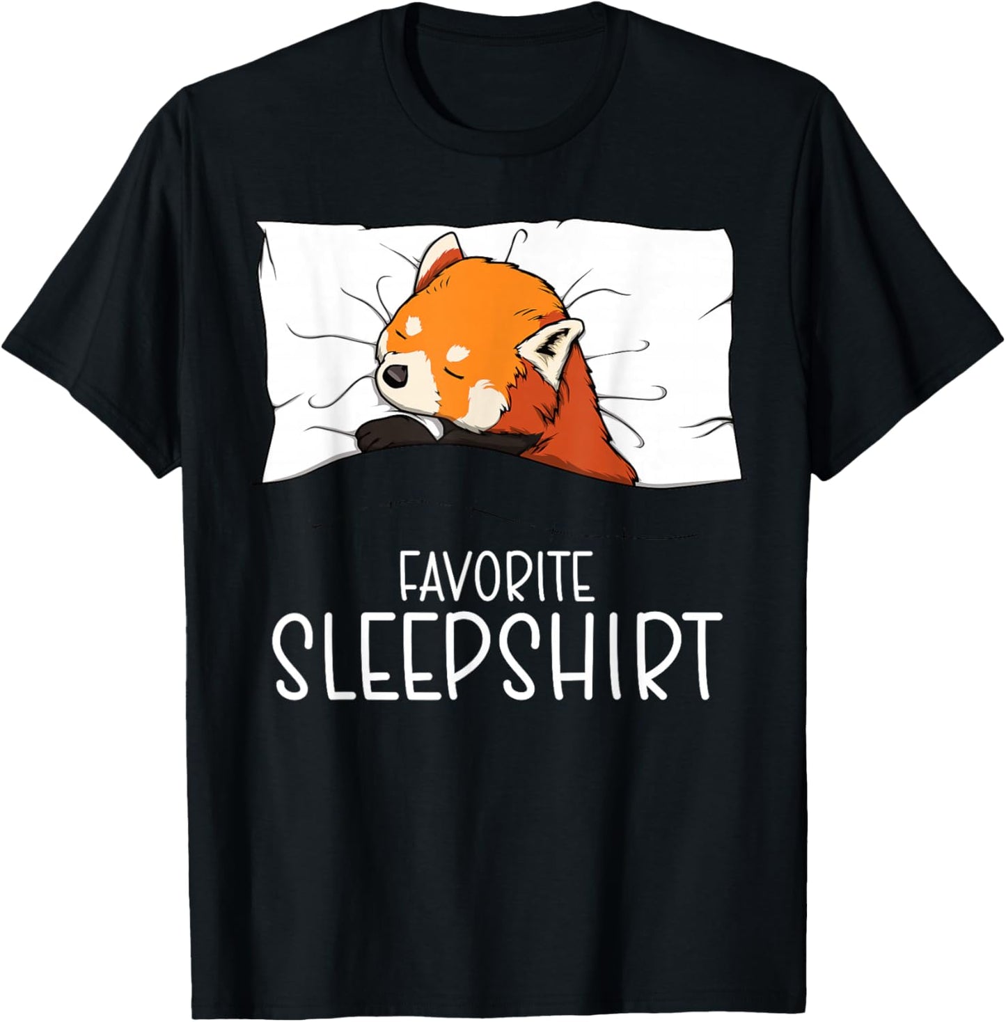 Favorite Sleepshirt Red Panda, Napping Red Panda Pajama T-Shirt - T-Shirt | Black