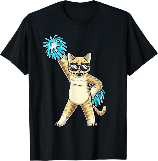 Cheerleading Cat Cheerleader Cheer Flyer Cheerleading Squad T-Shirt - T-Shirt | Black