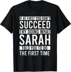 SARAH Gifts Name Personalized Birthday Presents Funny SARAH T-Shirt - T-Shirt | Black