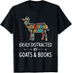 Easily Distracted By Goats & Books Lover Gift Sheep Kid T-Shirt - T-Shirt | Black