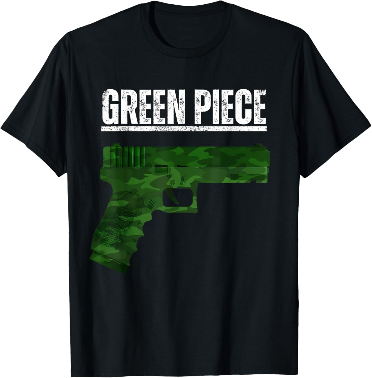 Green Piece Tactical Gun Camo Pistol Design Cool Funny Range T-Shirt - T-Shirt | Black