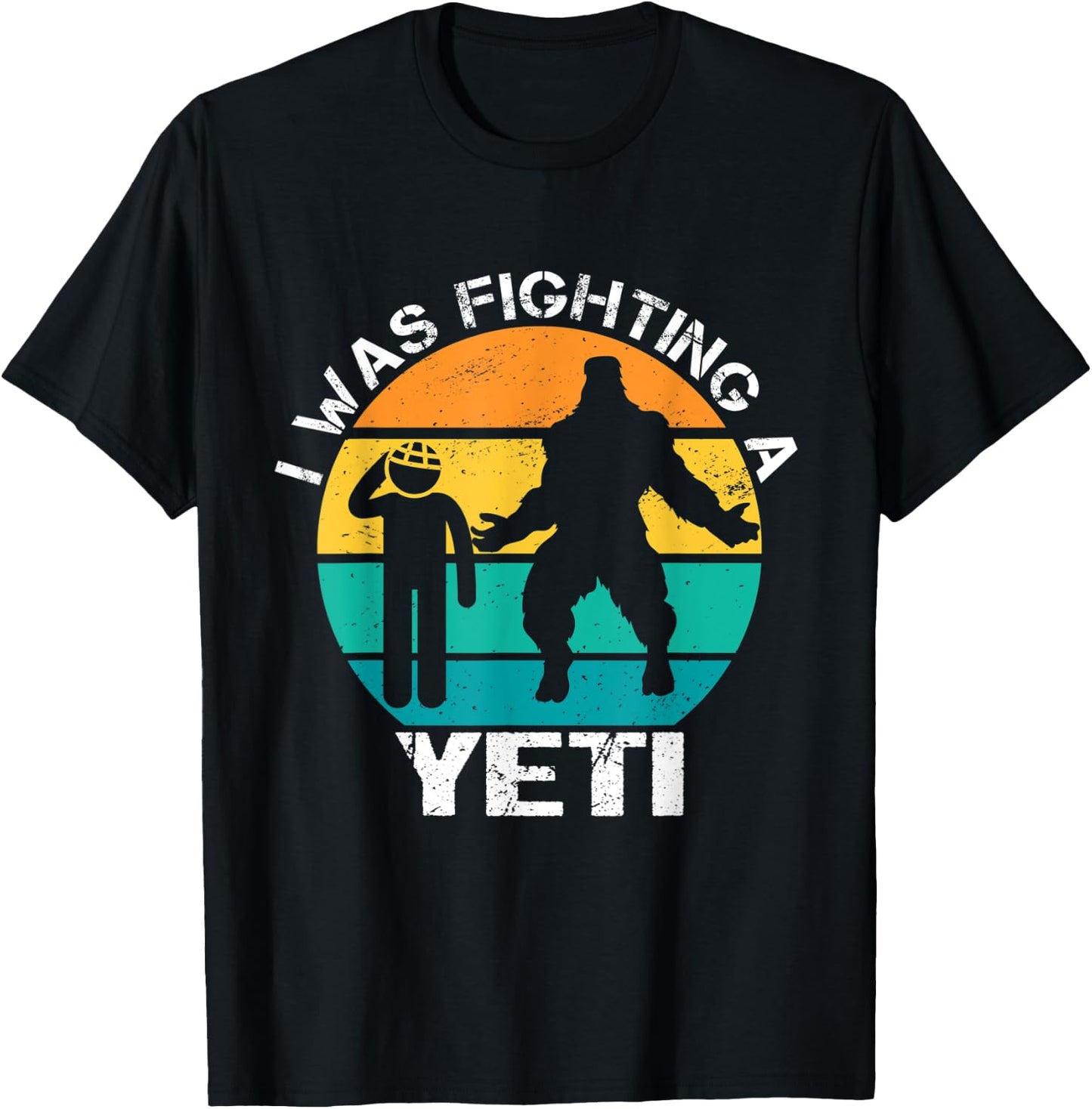 I Was Fighting A Yeti Bigfoot Funny Head Injury Concussion T-Shirt - T-Shirt | Black