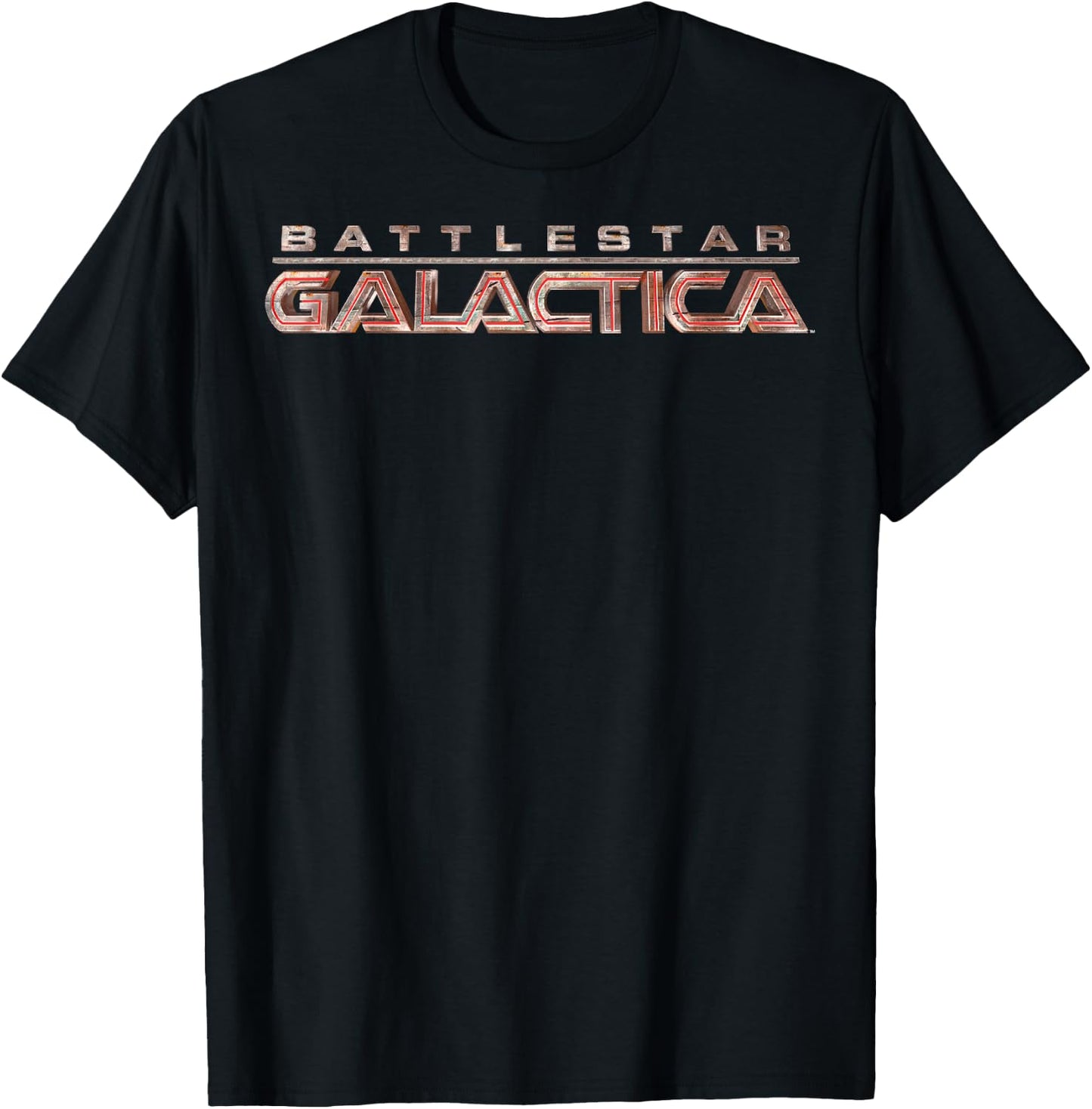 Battlestar Galactica Red Title Logo T-Shirt - T-Shirt | Black