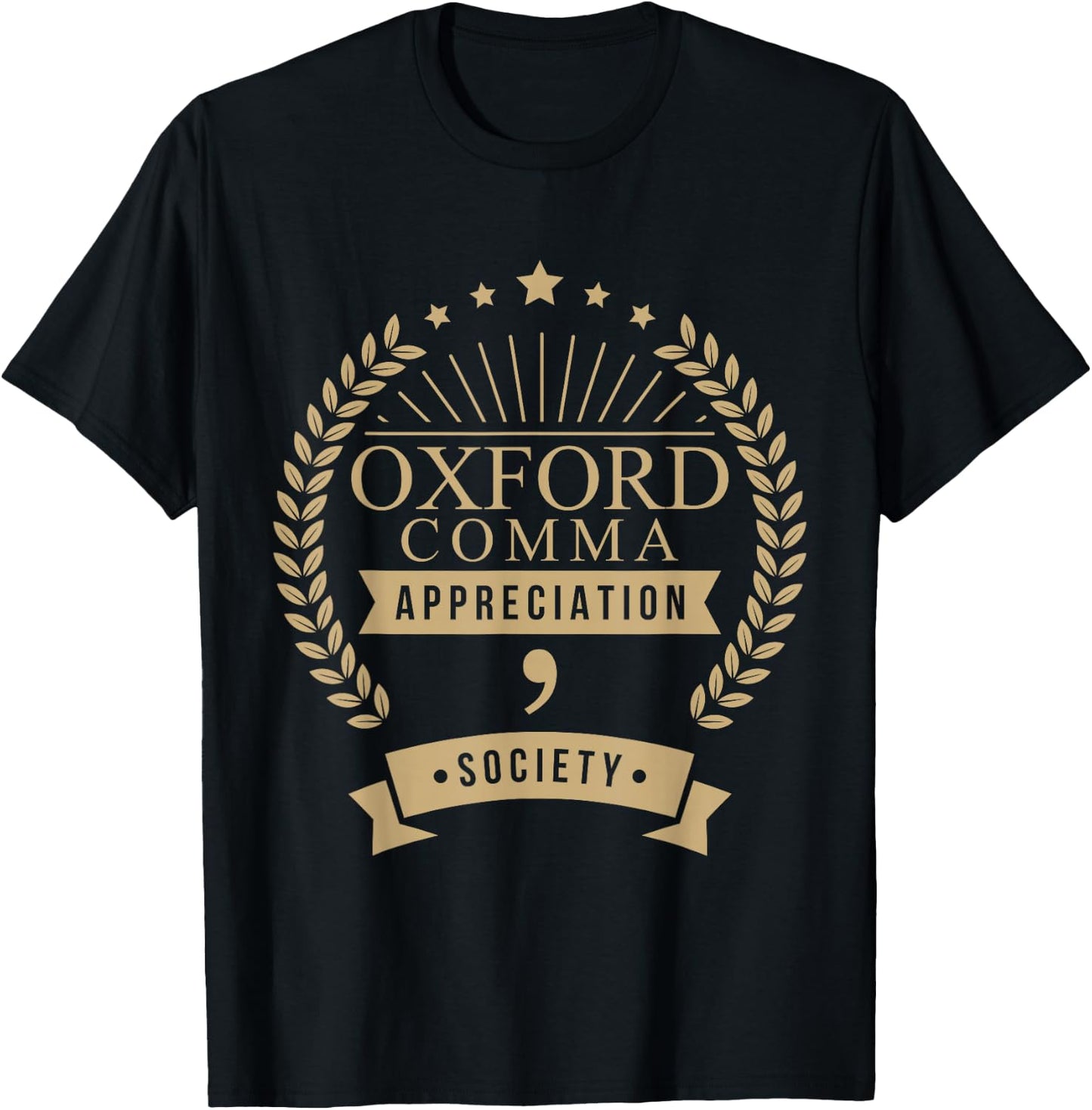 Oxford Comma Appreciation Society Grammar T-Shirt - T-Shirt | Black