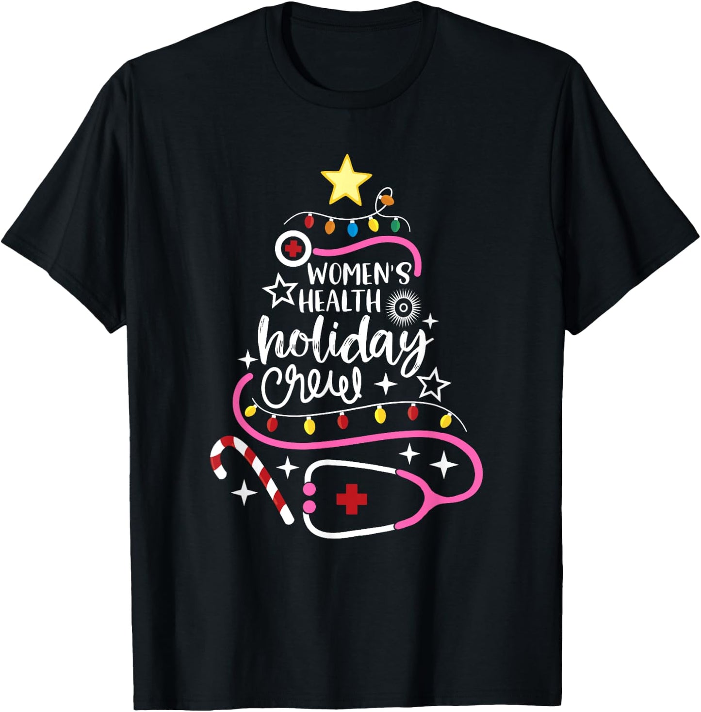 Women's Health Holiday Crew Xmas OB-GYN Nurse Secretary T-Shirt - T-Shirt | Black