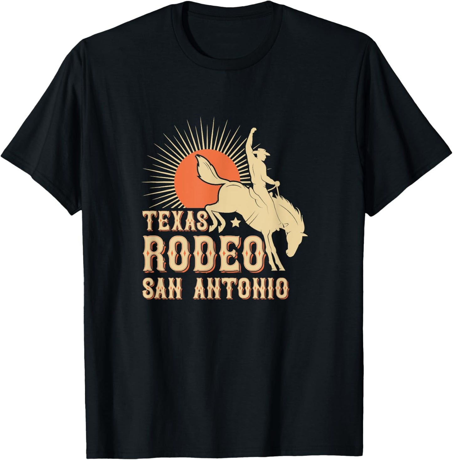 Rodeo Cowboy and Bull Riders Souvenir Supply Co. San Antonio Texas Retro Western Rodeo T-Shirt - T-Shirt | Black
