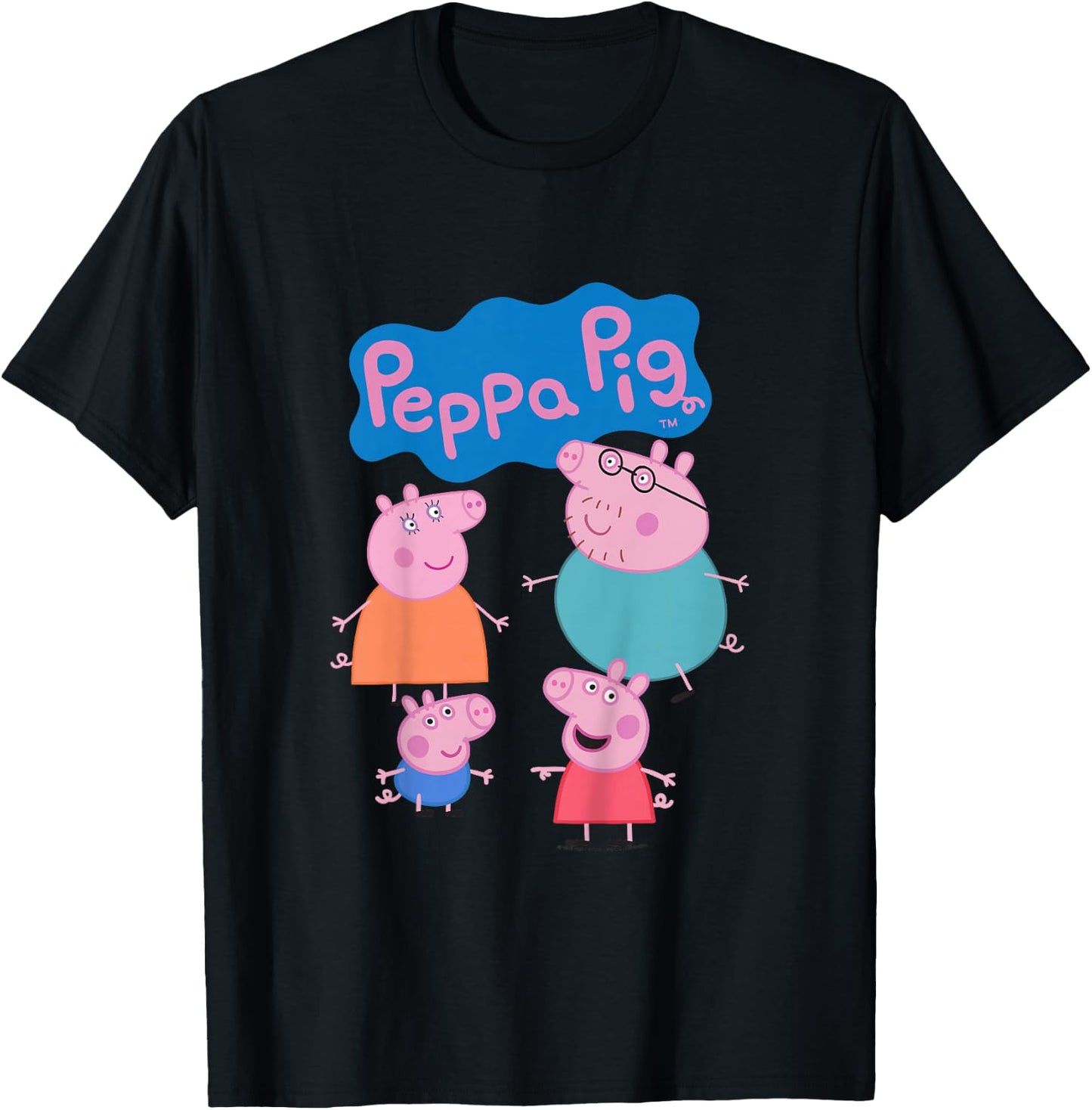 Kids Peppa Pig Family Group Shot T-Shirt - T-Shirt | Black