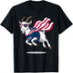 Cool Patriotic Goat in American Flag Cape with Sunglasses T-Shirt - T-Shirt | Black