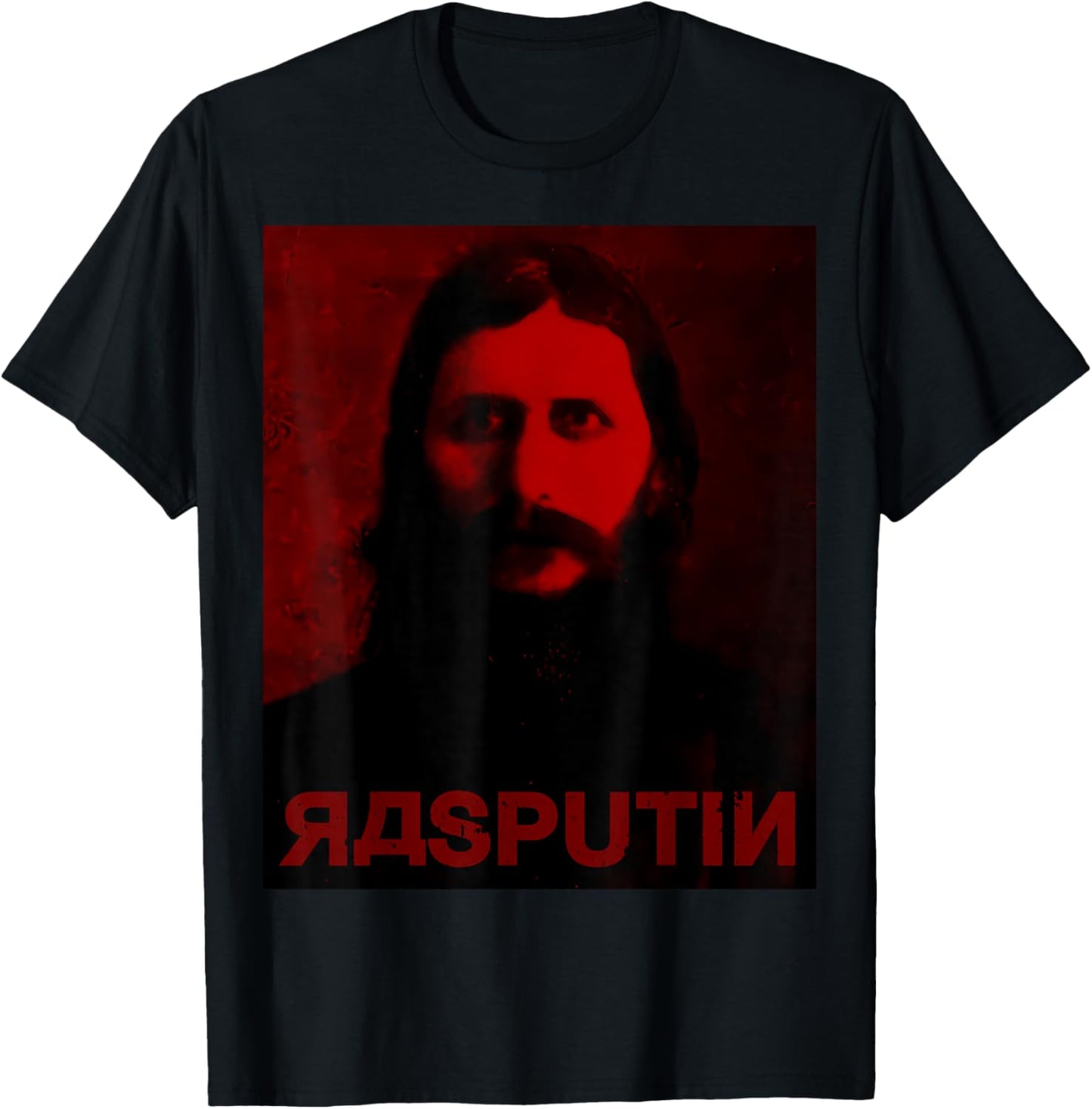 andrea tristano Grigori Yefimovich Rasputin Portrait Dark Red Black Art , Small T-Shirt - T-Shirt | Black