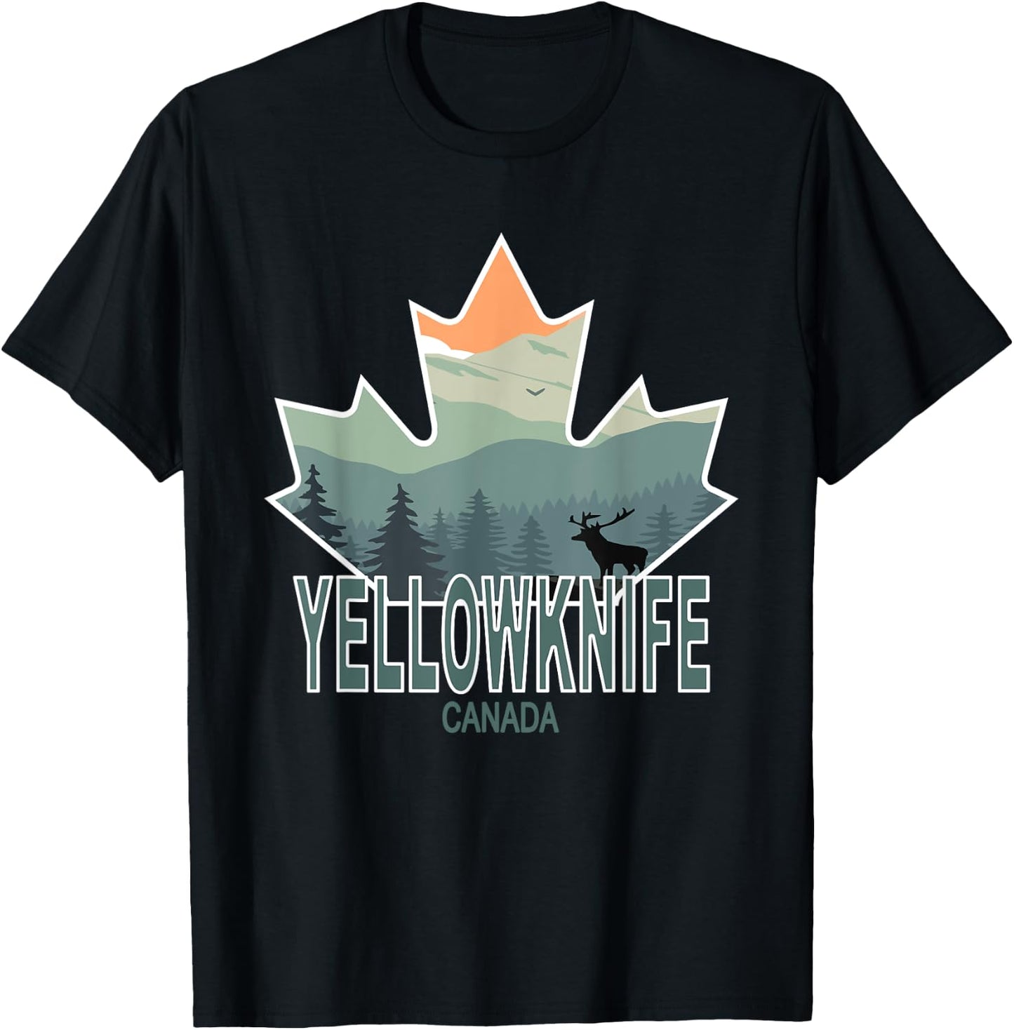 Canadian Flag Wilderness Apparel Yellowknife, Canada T-Shirt - T-Shirt | Black