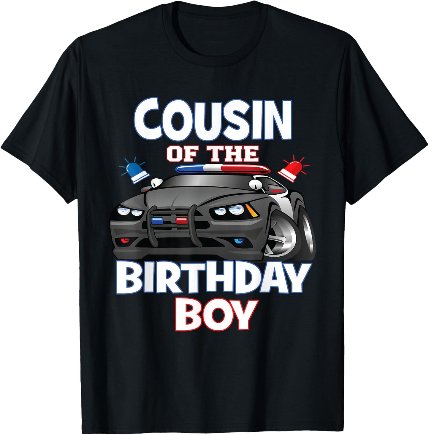 Cousin Of The Birthday Boy Policeman Officer Party T-Shirt - T-Shirt | Black