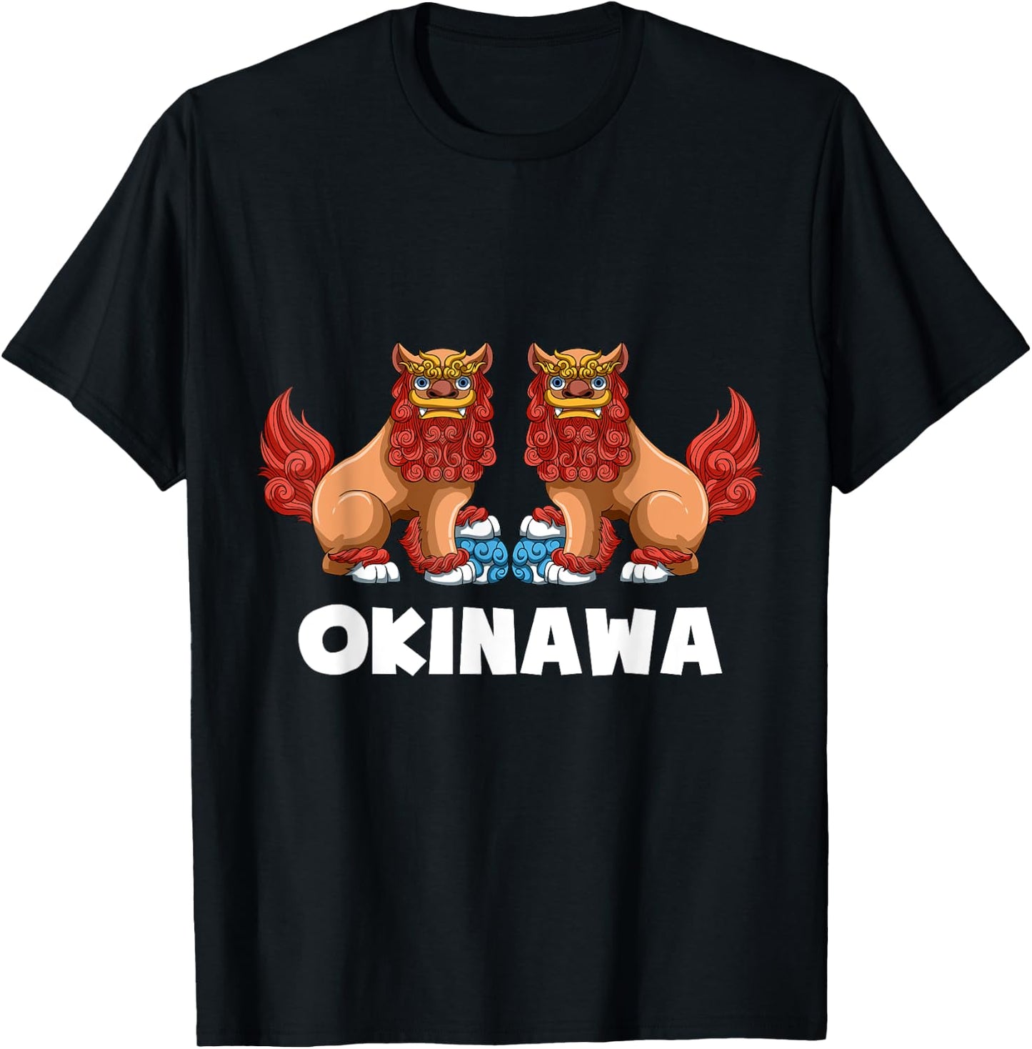 Shisa Dog - Guardian Lions Okinawa Japan Gift T-Shirt - T-Shirt | Black