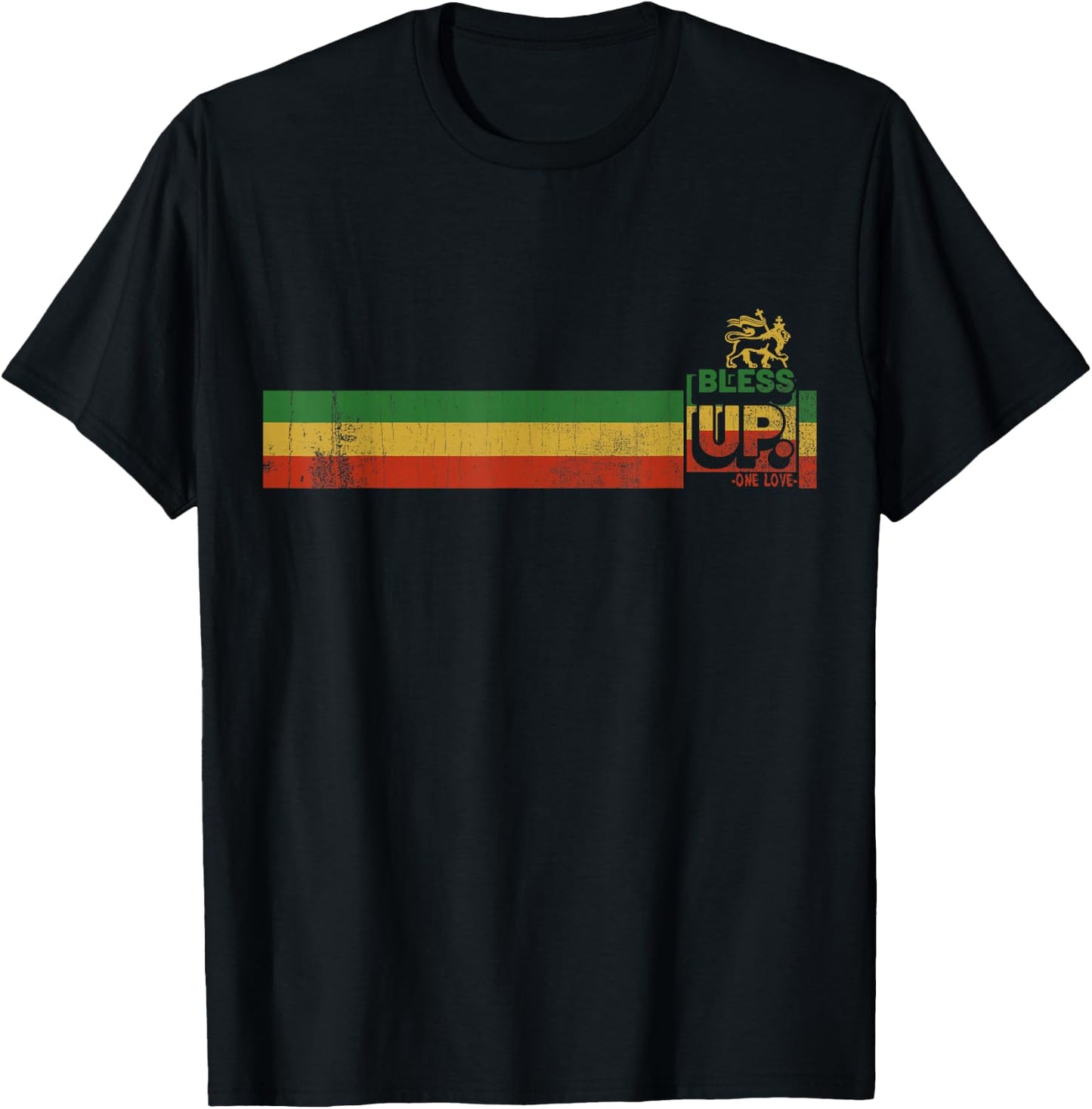Bless uP Rasta Jamaica Roots Rock Reggae T-Shirt - T-Shirt | Black
