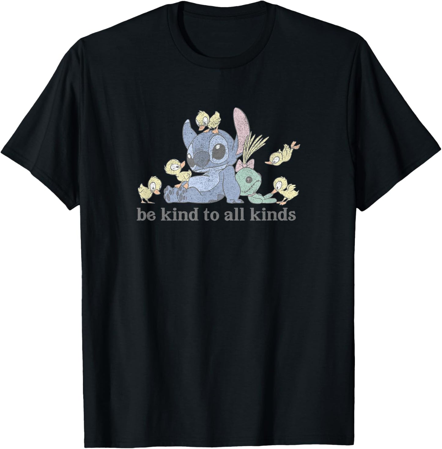 Disney Lilo & Stitch With Ducks Be Kind To All Kinds T-Shirt - T-Shirt | Black