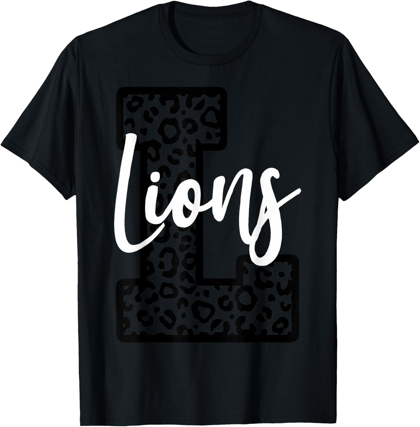 Lions School Spirit Sport Leopard Cheer Fan Game Day T-Shirt - T-Shirt | Black
