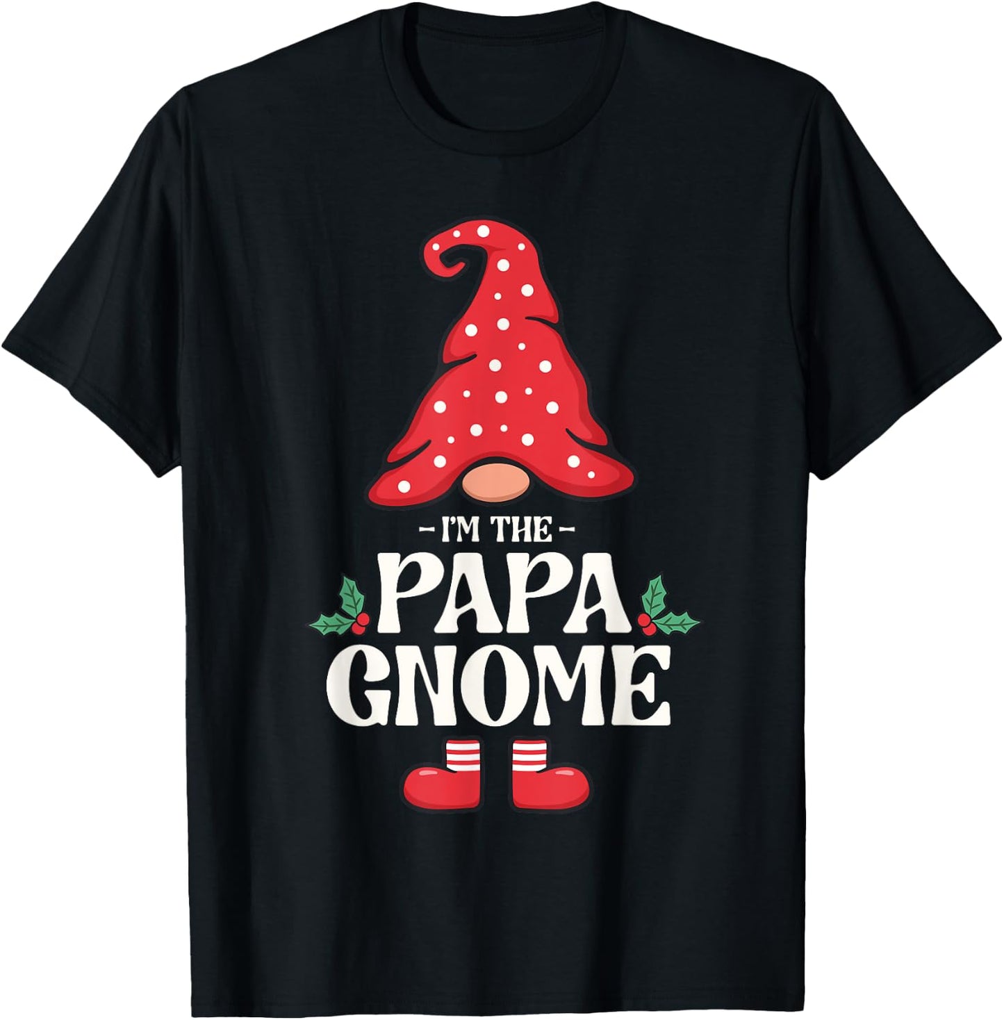The Papa Gnome Funny Family Matching Group Christmas T-Shirt - T-Shirt | Black