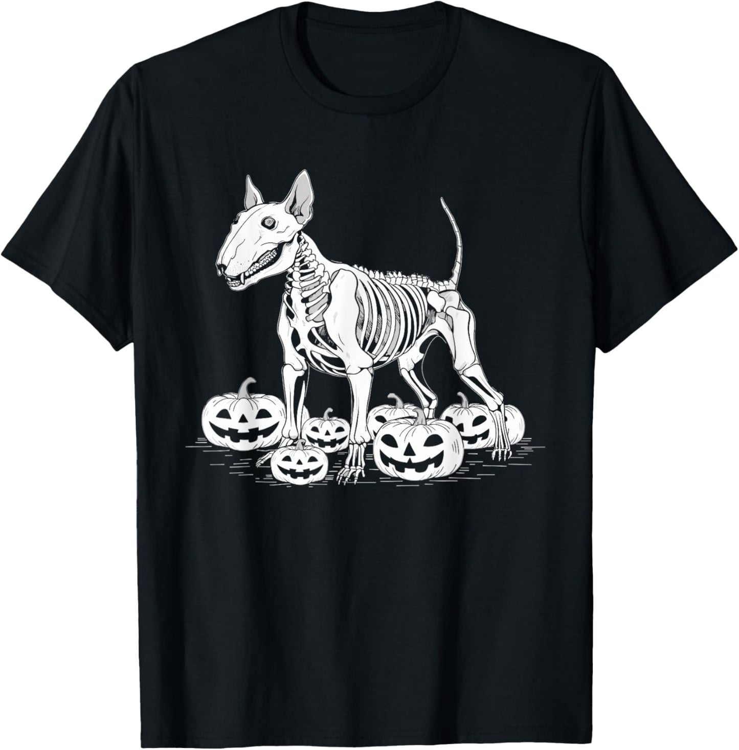 Bull Terrier Skeleton Birthday Halloween Kids T-Shirt - T-Shirt | Black