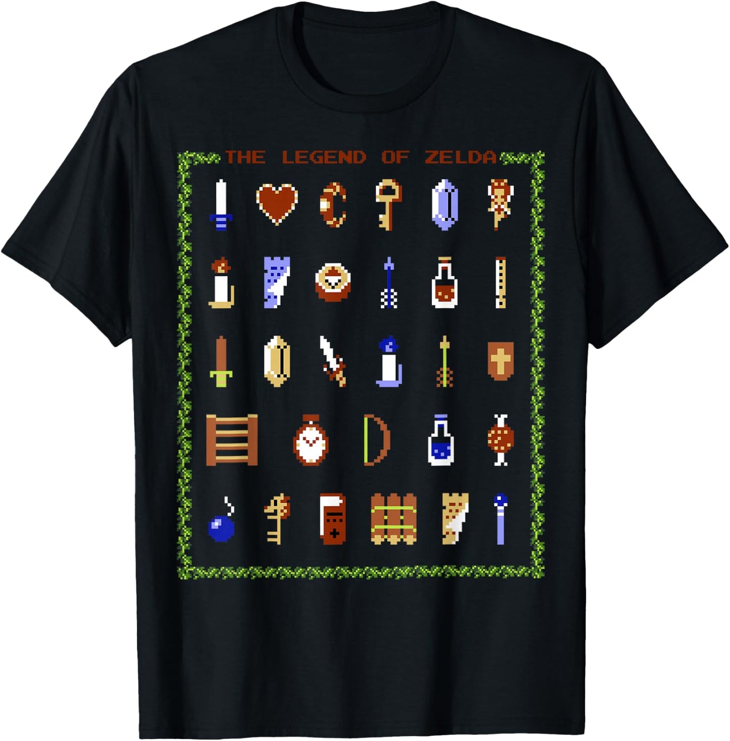 The Legend of Zelda 8-Bit Inventory T-Shirt - T-Shirt | Black