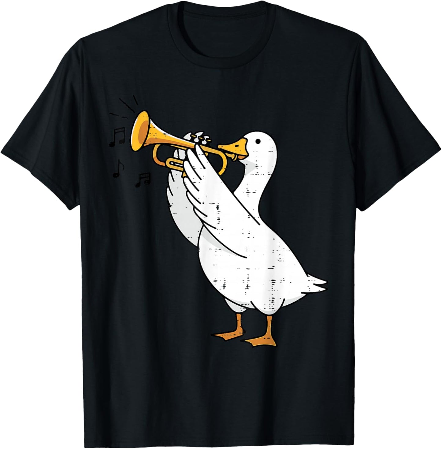 Goose Playing Trumpet Funny Music Animal Lover Men Women Kid T-Shirt - T-Shirt | Black