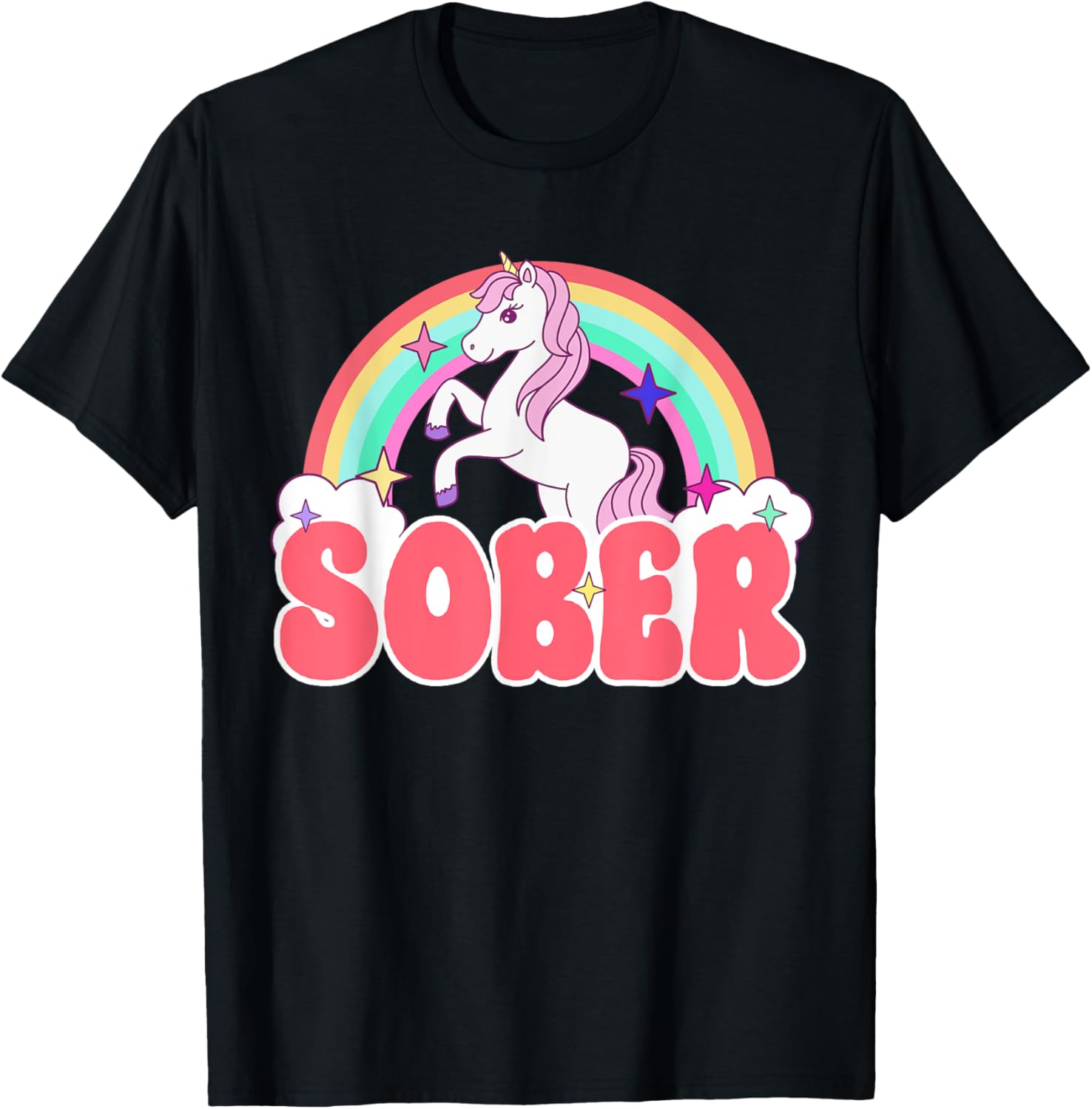 Sober Unicorn AA NA Recovery Gift Sober Sobriety Alcoholics T-Shirt - T-Shirt | Black