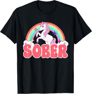 Sober Unicorn AA NA Recovery Gift Sober Sobriety Alcoholics T-Shirt - T-Shirt | Black