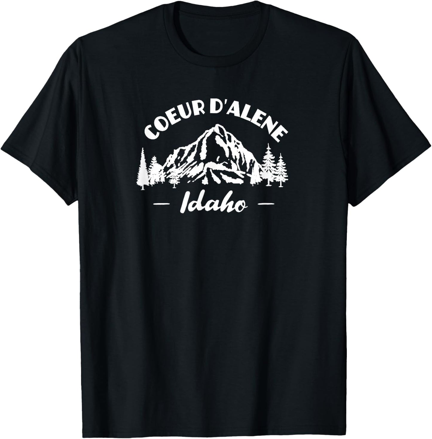 Coeur d'Alene Idaho Vintage Mountain T-Shirt - T-Shirt | Black