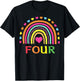 4 Years Old Rainbow 4th Birthday Gift Girls Boys Kids T-Shirt - T-Shirt | Black