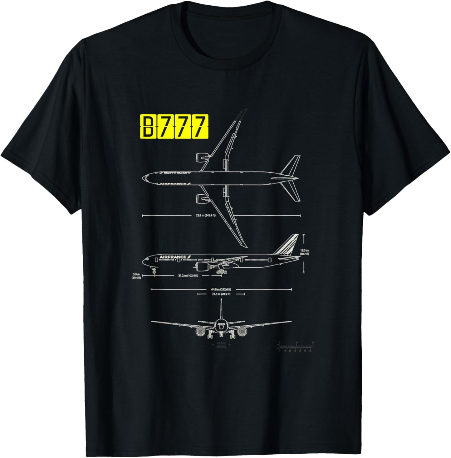 B-777 Aircraft Blueprint T-Shirt - T-Shirt | Black