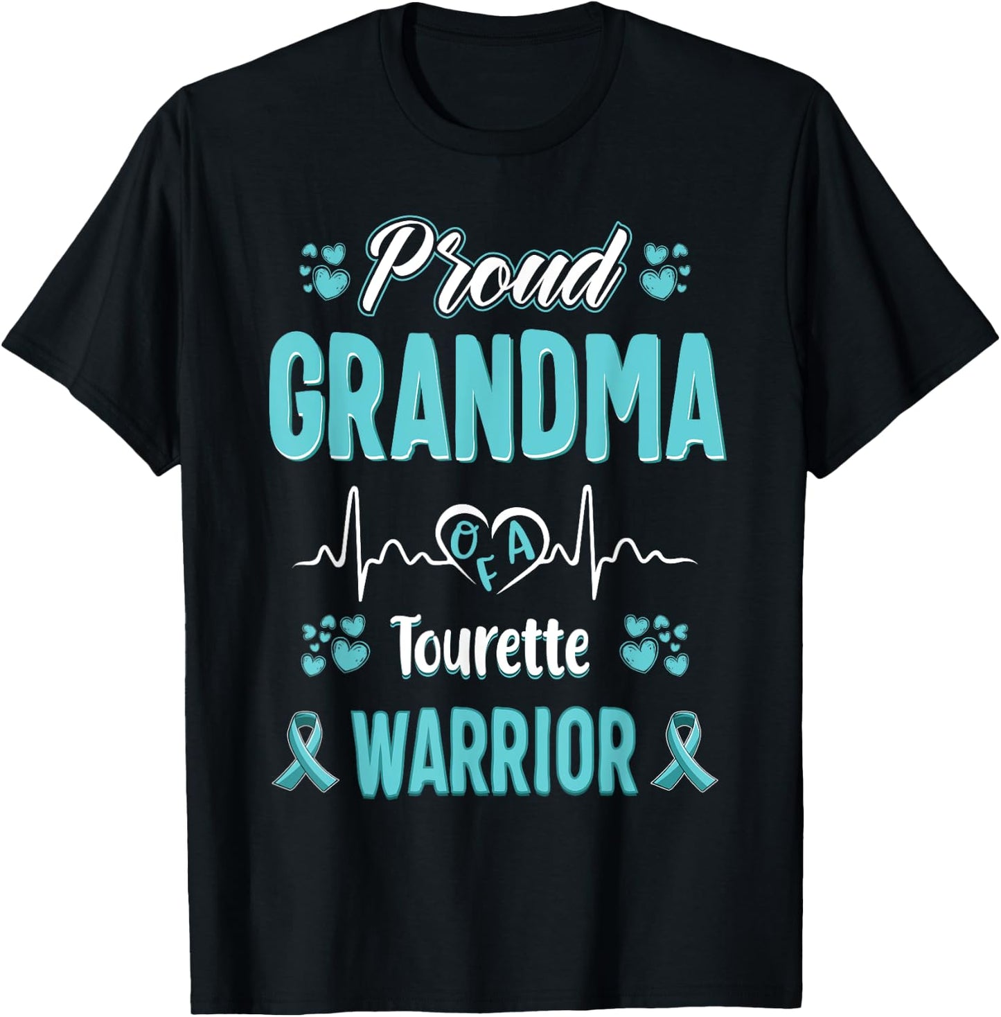 proud Grandma Tourette syndrome warrior awareness ribbon T-Shirt - T-Shirt | Black