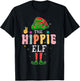 Hippie Elf Group Matching Family Christmas Groovy Retro T-Shirt - T-Shirt | Black