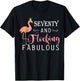 70th Birthday Gifts Women Flamingo Seventy Flocking Fabulous T-Shirt - T-Shirt | Black