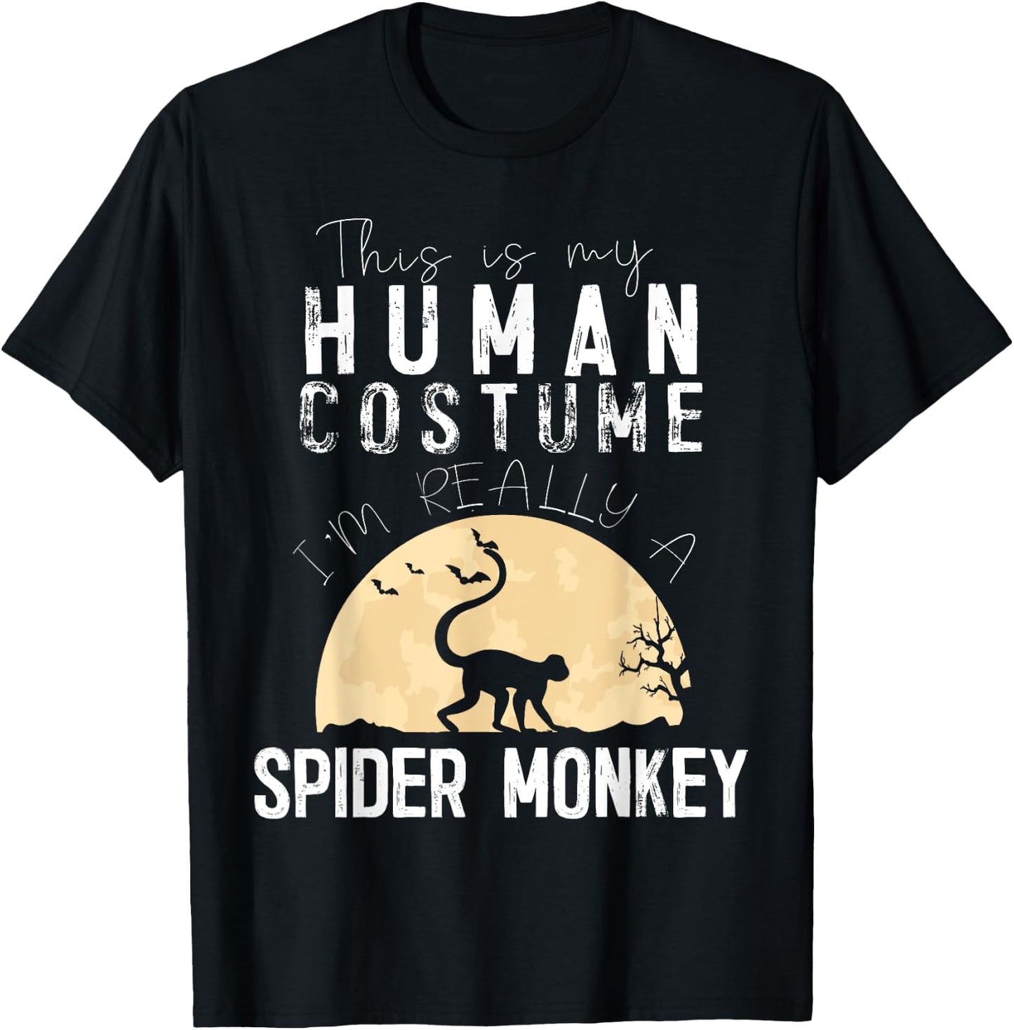 Halloween Human Costume Spider Monkey Creepy Horror T-Shirt - T-Shirt | Black