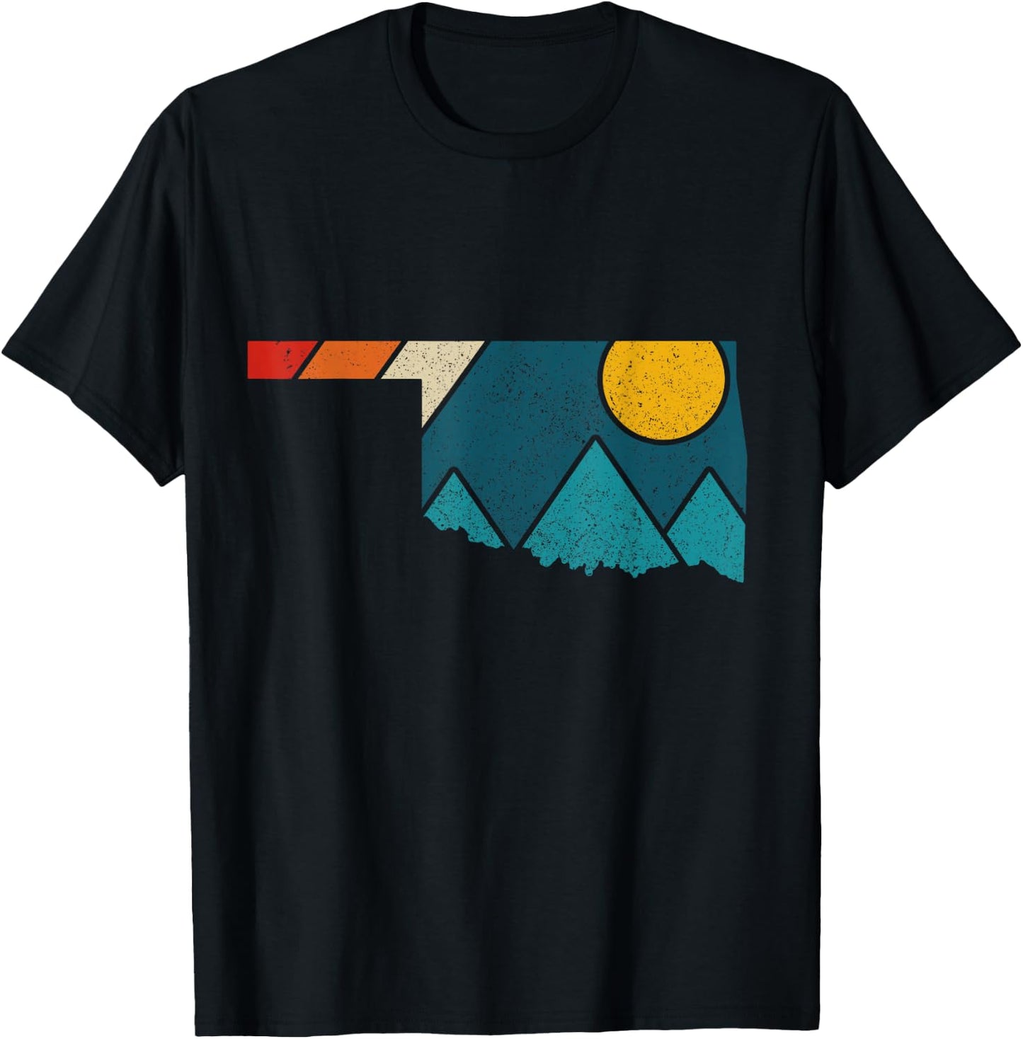 Oklahoma Vintage State Map Mountains Hiking Pride Gift T-Shirt - T-Shirt | Black