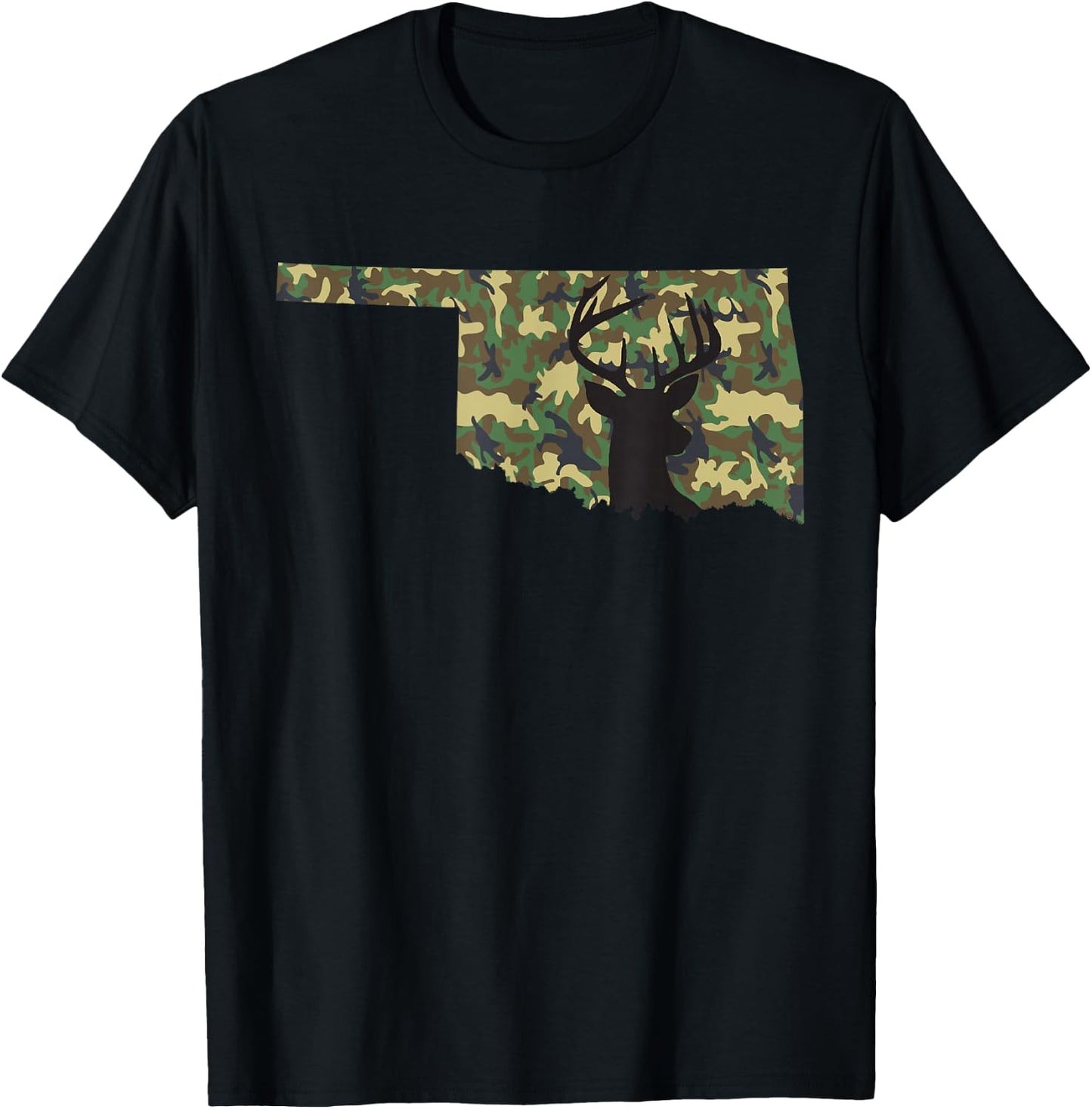 Deer Hunter Camouflage Hunting Safety Orange State Oklahoma T-Shirt - T-Shirt | Black
