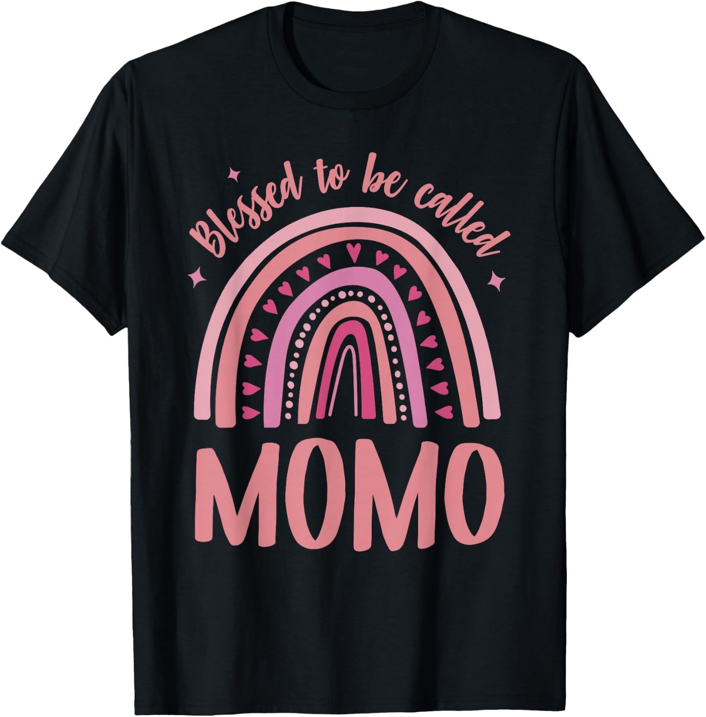 Momo for Grandma Women Mother's Day Blessed Momo T-Shirt - T-Shirt | Black