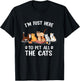 Funny I'm Just Here To Pet All The Cats For Cat Lover Women Kids T-Shirt - T-Shirt | Black