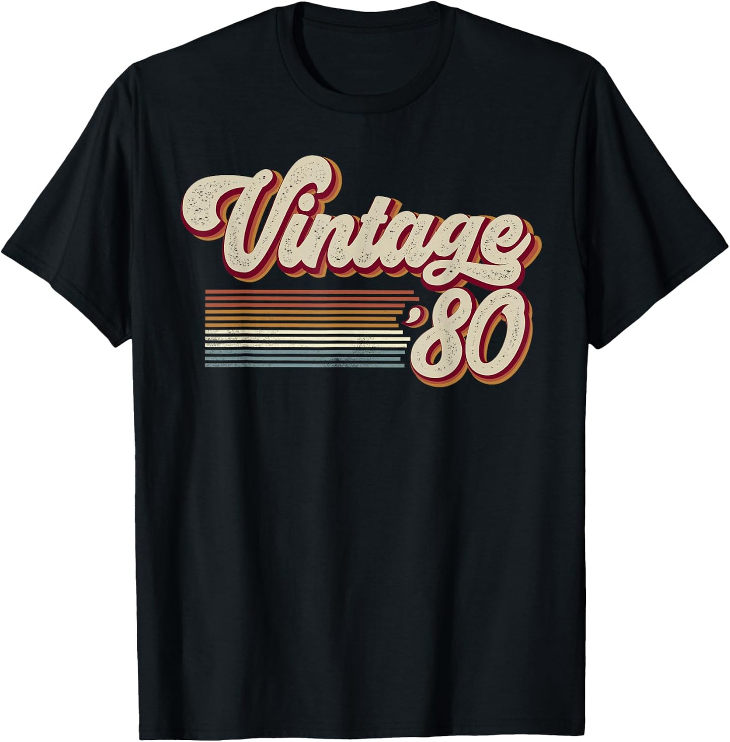 Vintage 1980 Retro Sunset Classic 46-Year-Old 46th Birthday T-Shirt - T-Shirt | Black