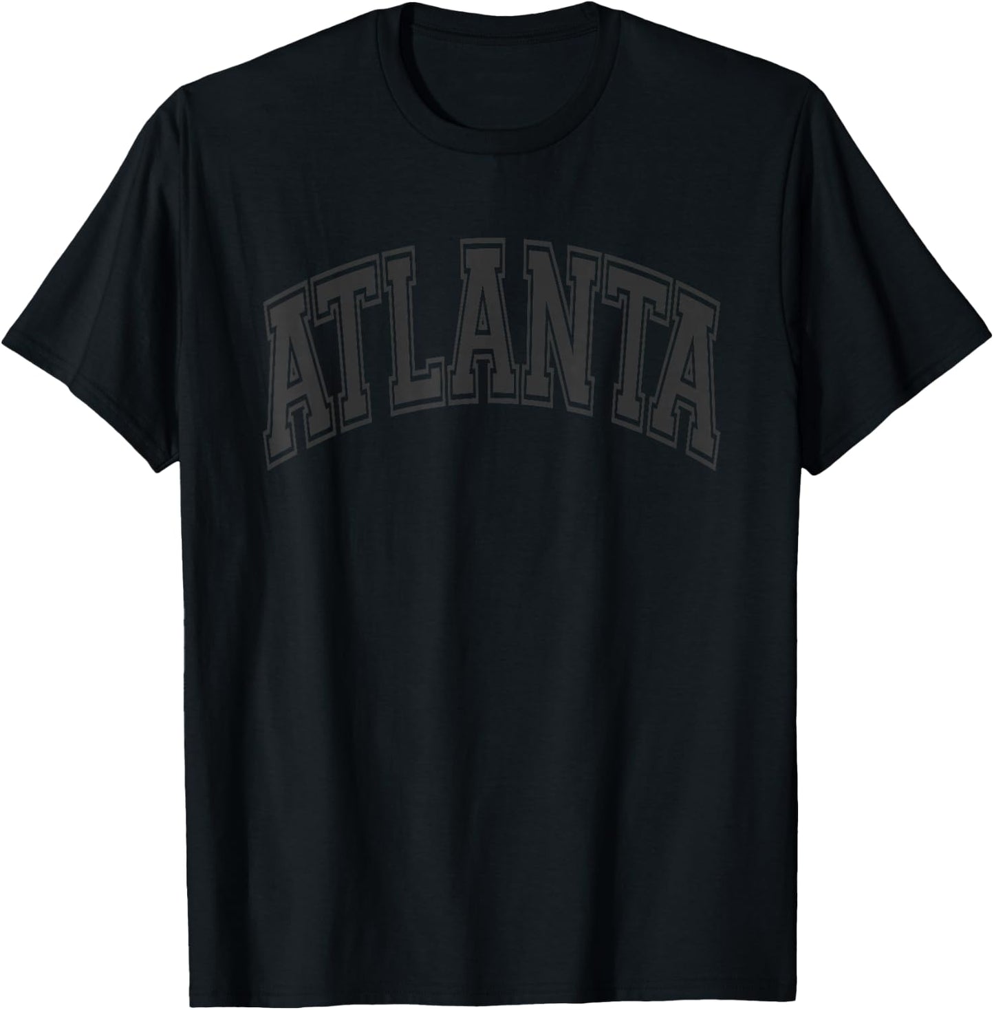 Atlanta Arched Black Text and Outline T-Shirt - T-Shirt | Black