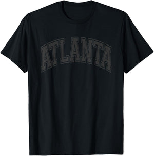 Atlanta Arched Black Text and Outline T-Shirt - T-Shirt | Black
