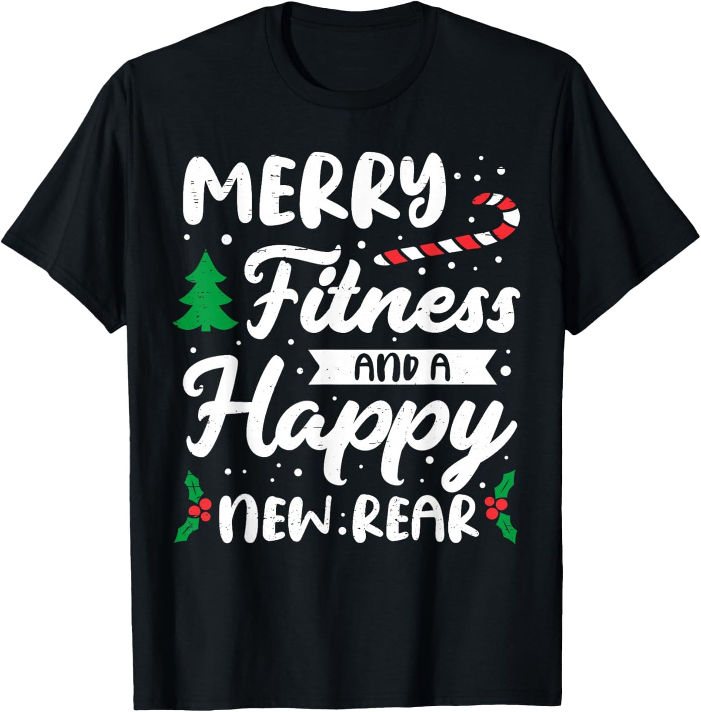 Christmas Merry Fitness Happy New Rear Xmas Workout Women T-Shirt - T-Shirt | Black