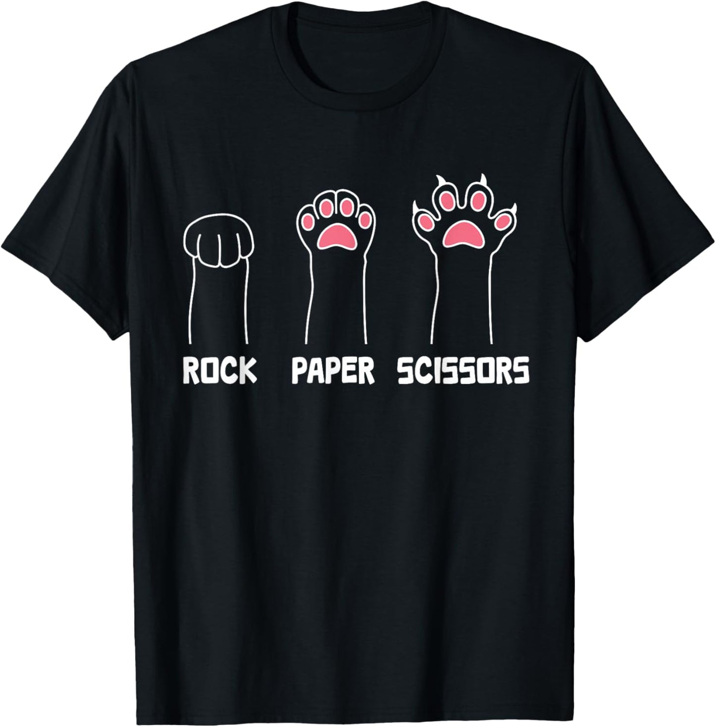 Rock Paper Scissors Cat Paws Cute Cat Funny Cat T-Shirt - T-Shirt | Black