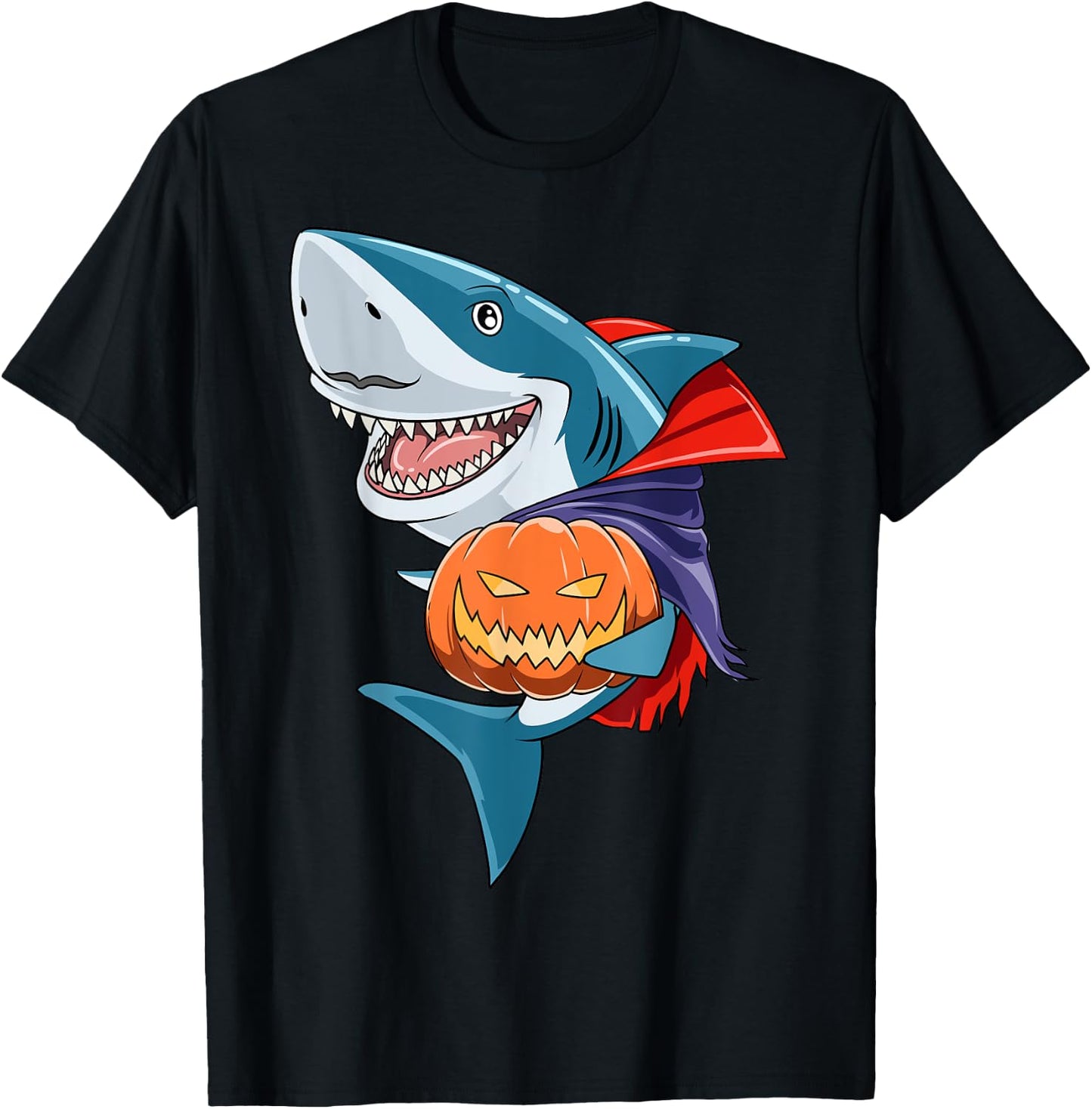 Shark Halloween Shark Lover Gift Pumpkin Shark Halloween T-Shirt - T-Shirt | Black