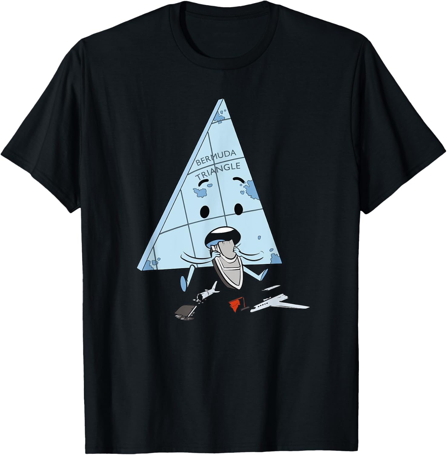 Funny bermuda triangle illustration gift T-Shirt - T-Shirt | Black