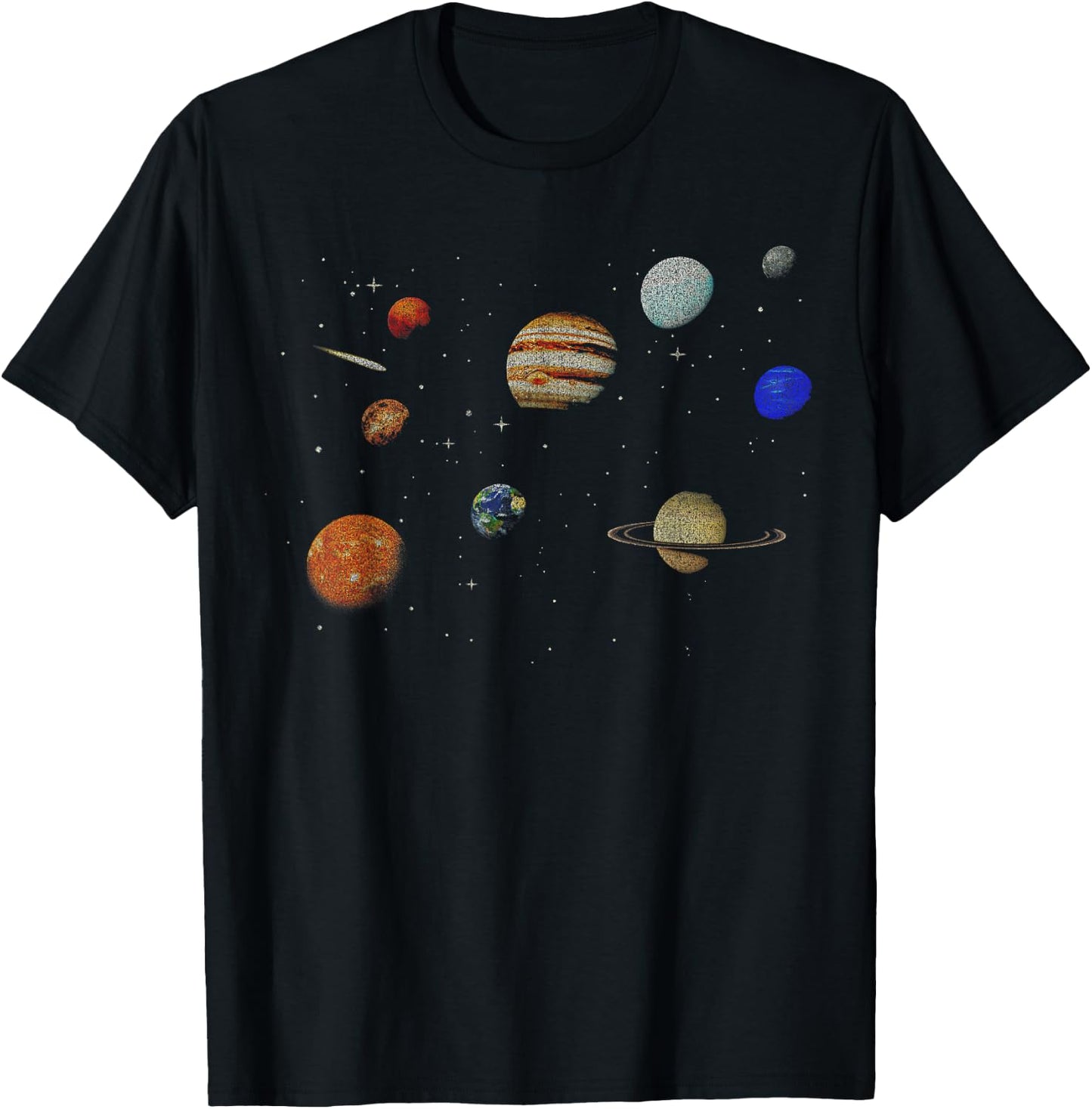 Celestial Planets In Open Space Graphic T-Shirt - T-Shirt | Black