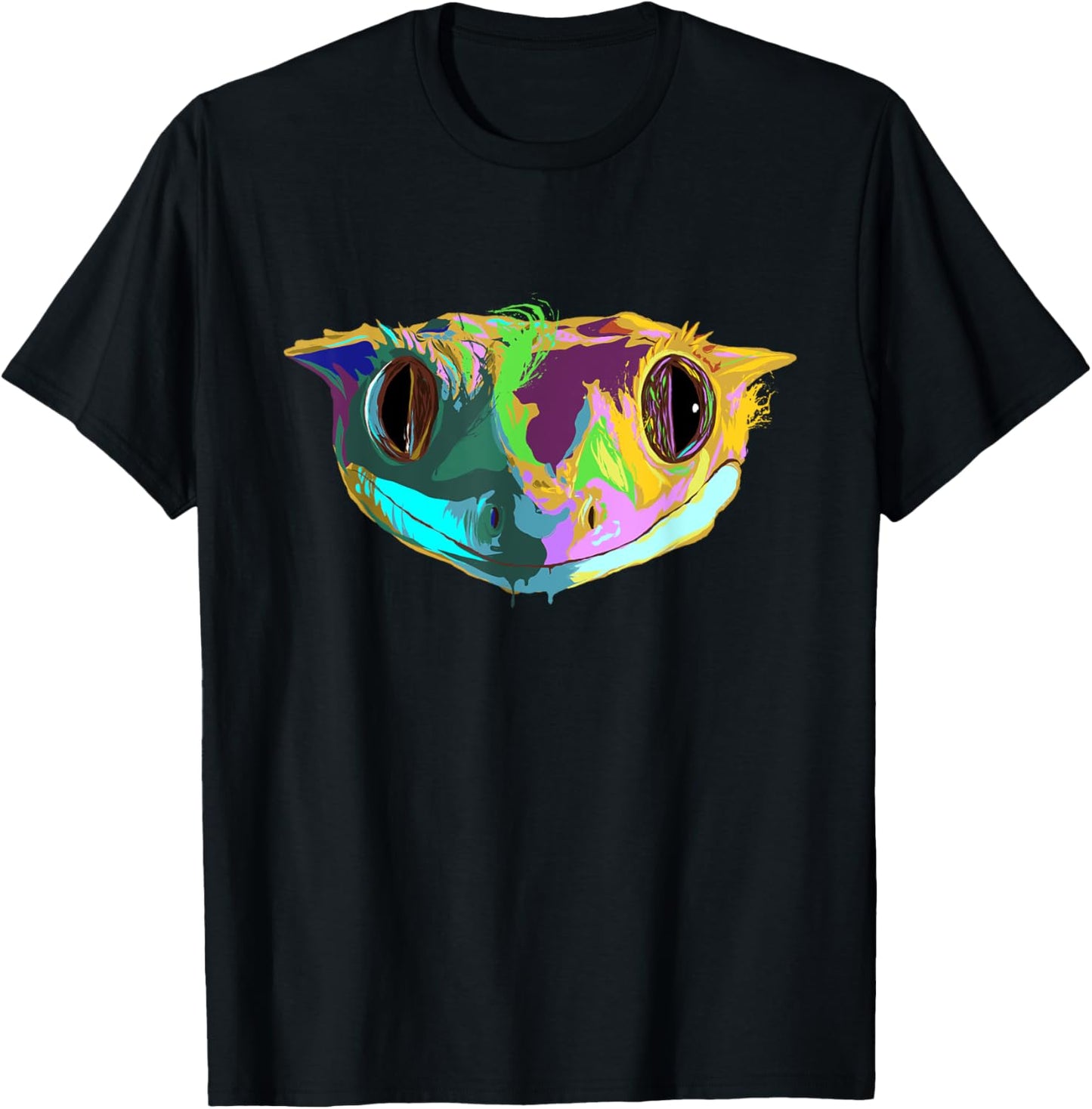 Colourful Reptile Crested Gecko T-Shirt - T-Shirt | Black